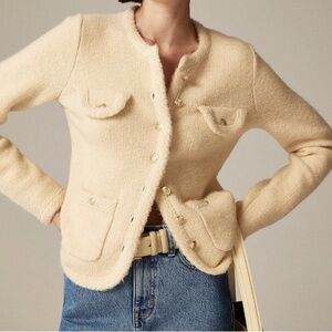 J. Crew Women's Textured Lady Jacket Sweater Cardigan Aged Parchment Beige
